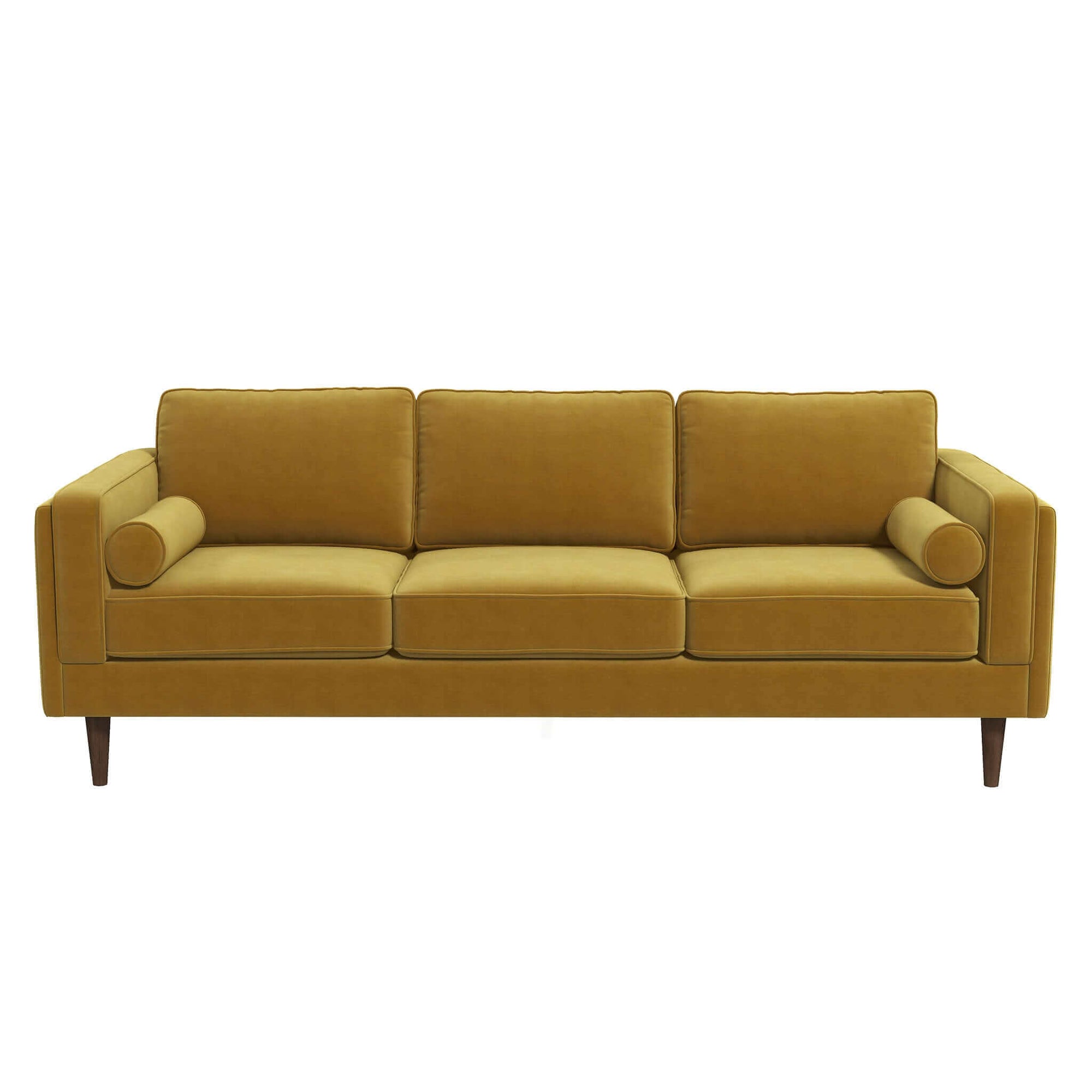 Ashcroft Imports Amber Mid Century Modern Yellow Luxury Modern Velvet Sofa