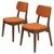 Set of 2 Mid-Century Modern Burnt Orange Velvet Dining Chairs with Solid Back