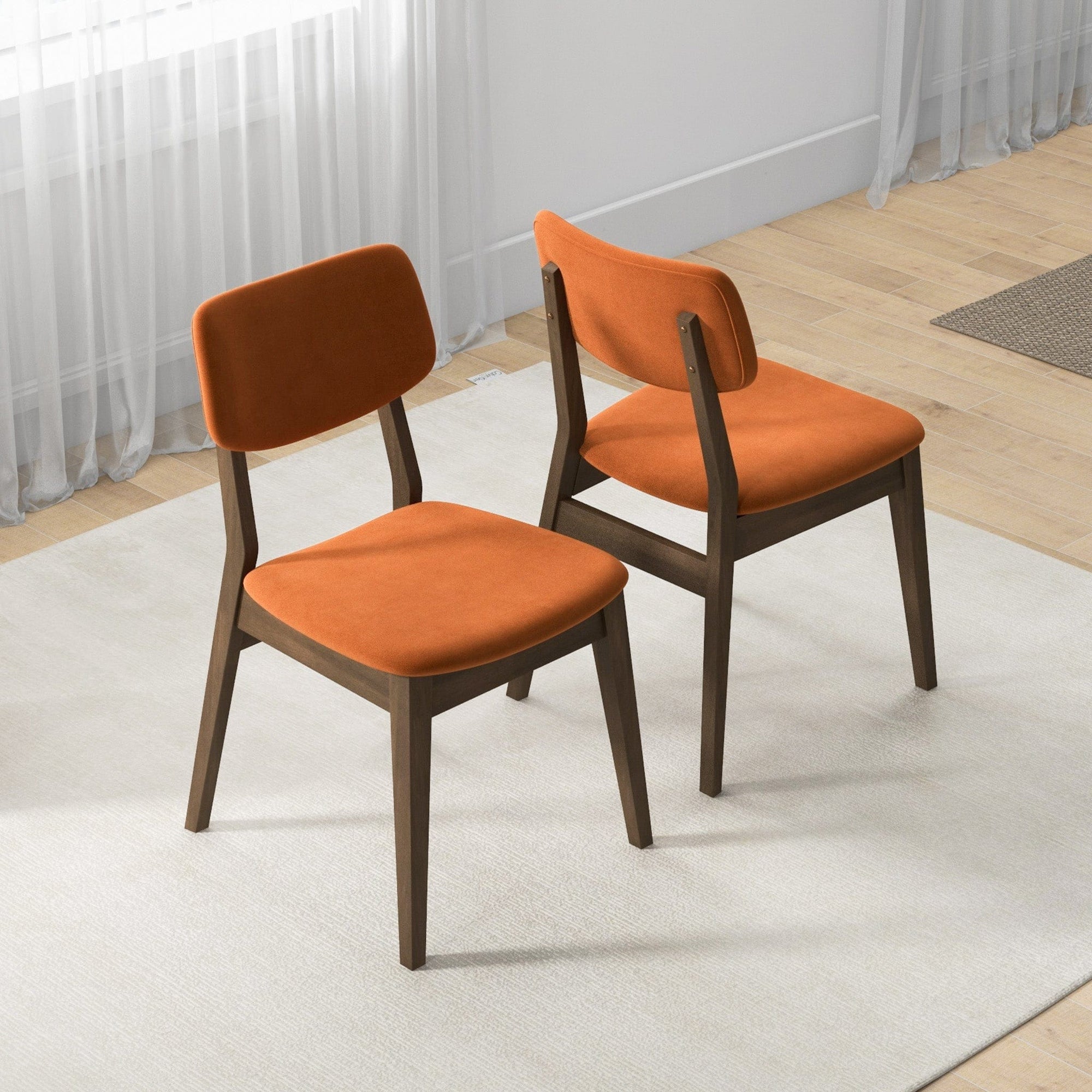 Ashcroft Imports Burnt Orange Velvet Solid Back Side Chair (Set Of 2)