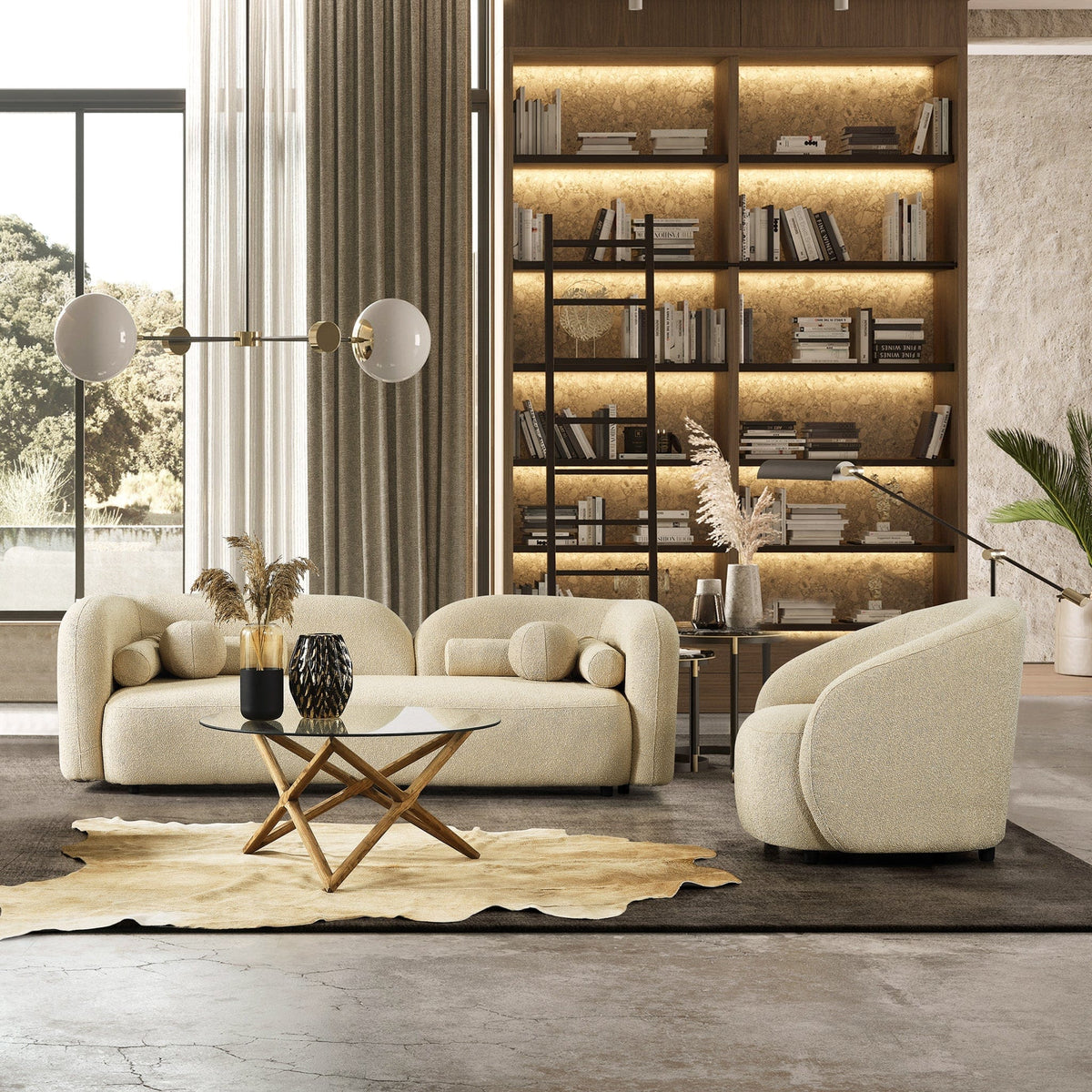 Ashcroft Imports Donna Japandi Style Boucle Sofa