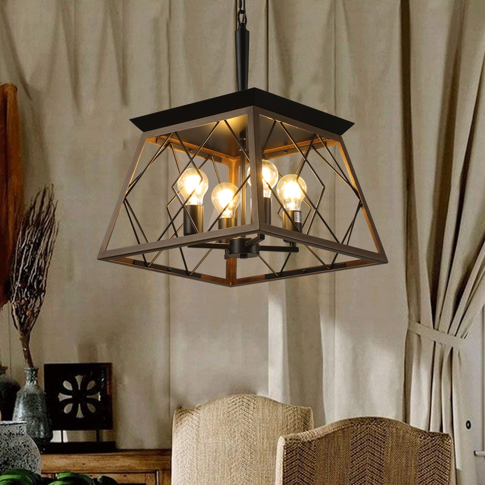 Antique Farmhouse 4-Light Vintage Chandelier