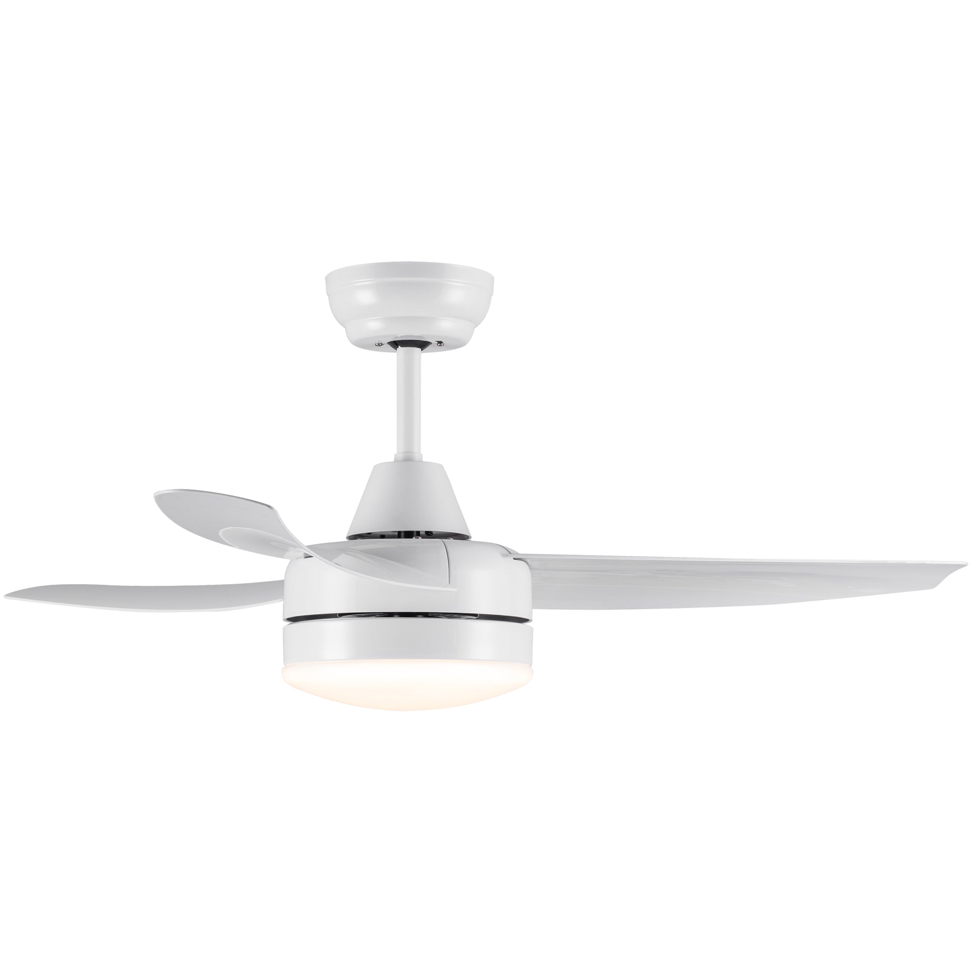 42" Modern Sleek White Ceiling Fan With Light