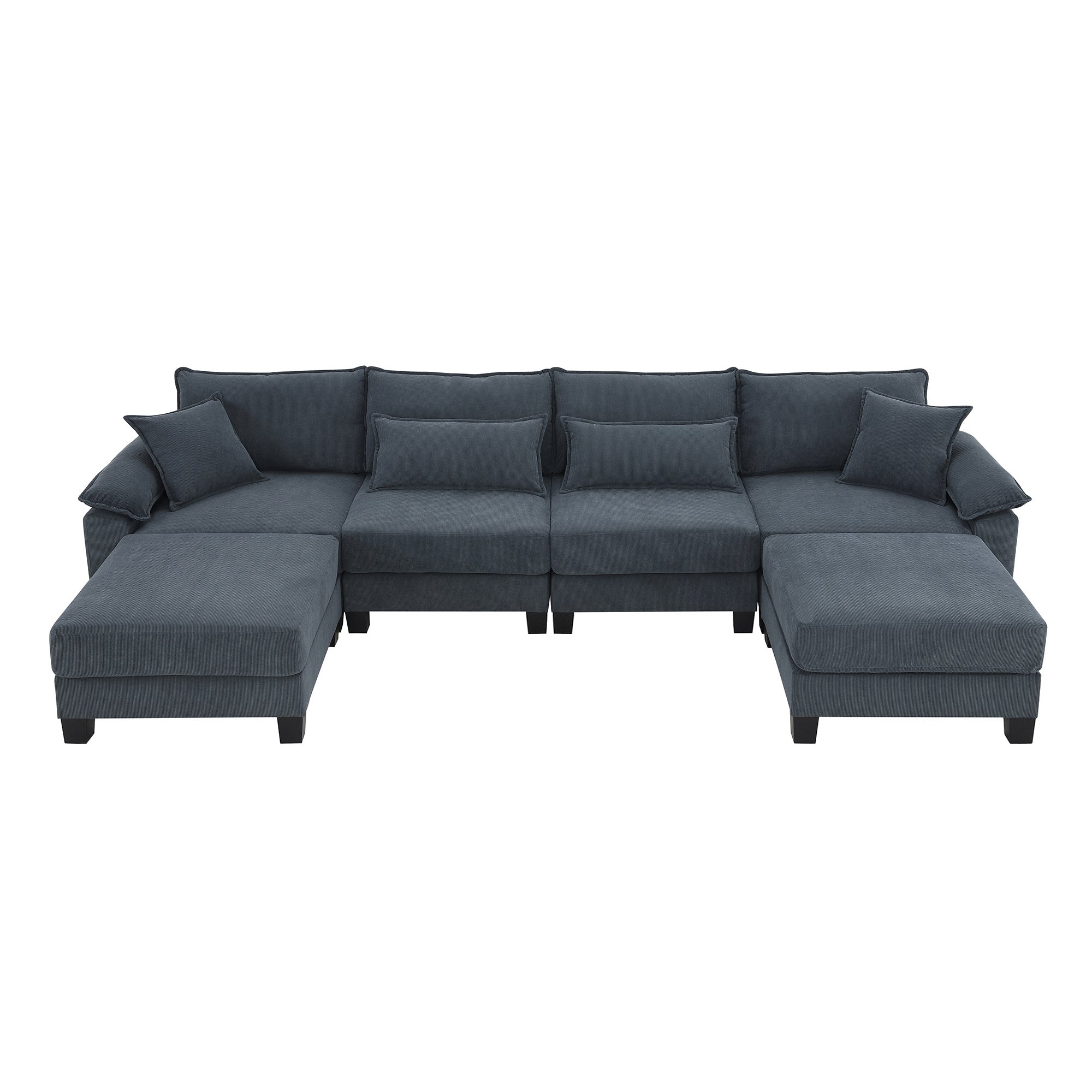 Oslo Modular U-Shaped Corduroy Sofa in Gray