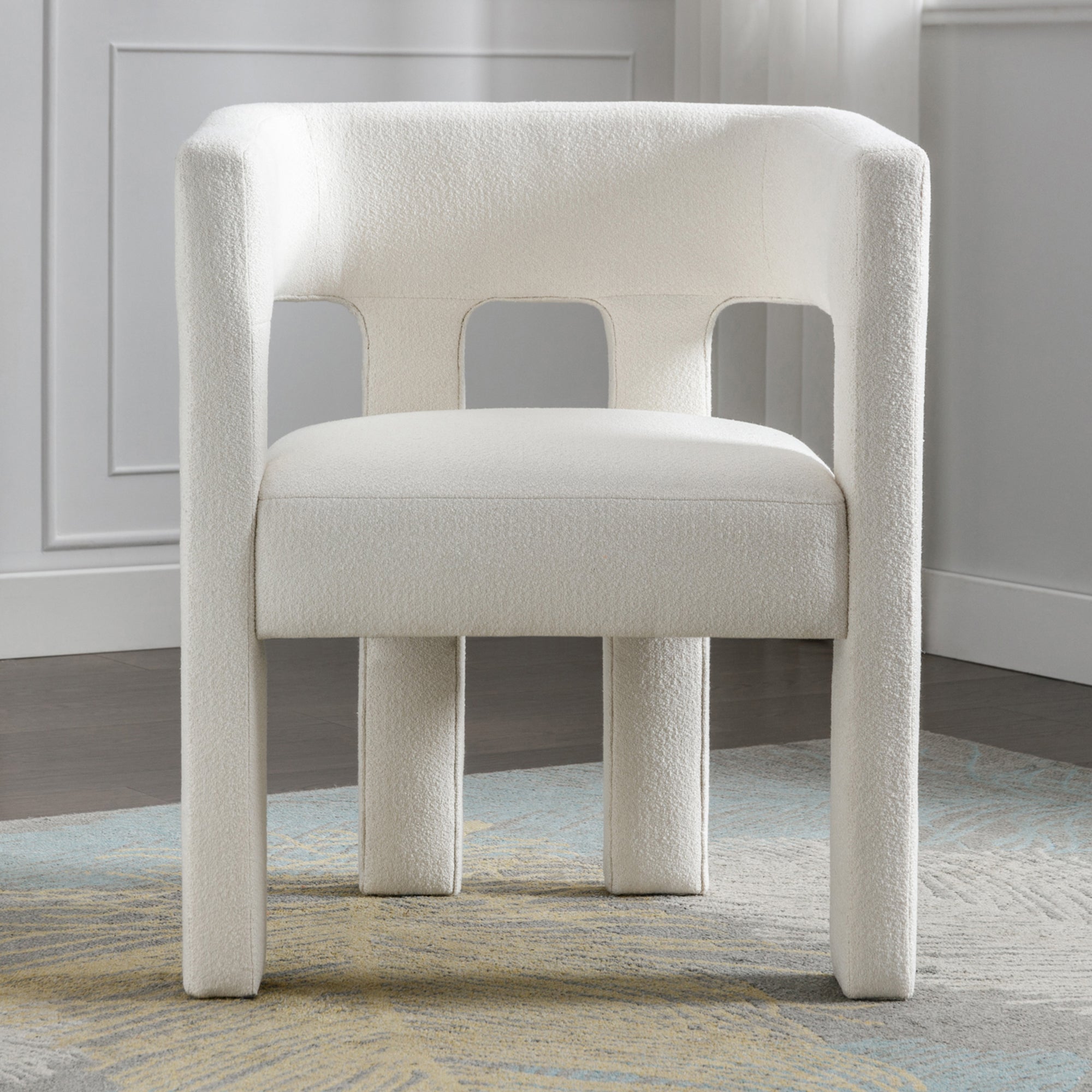 Contemporary Beige Fabric Upholstered Accent Chair