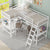 Wood Twin Size L-Shaped Loft Bed with 2 Built-in Desks In White