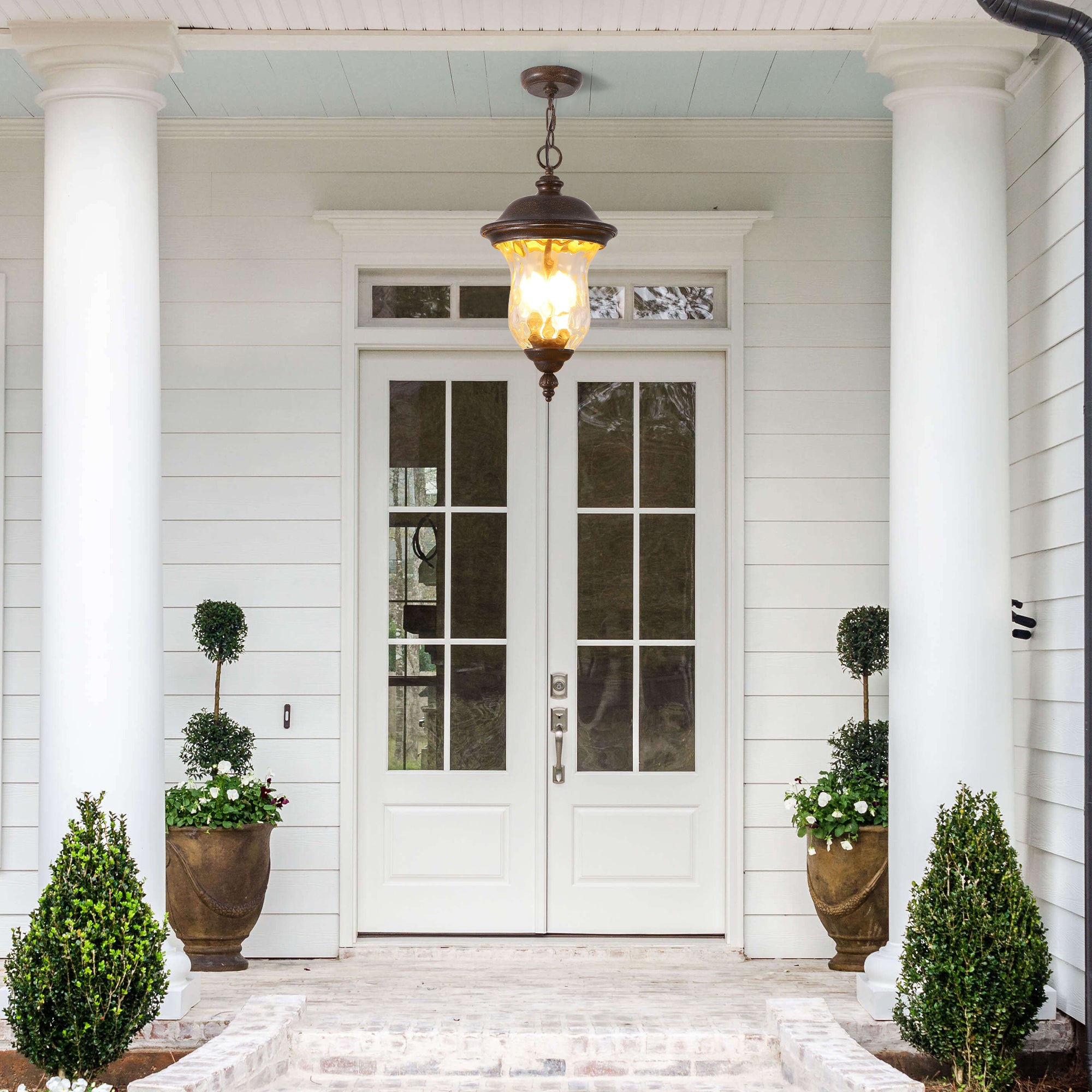 Weatherproof Vintage Pendant Light with Clear Glass Shade