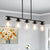 Modern Industrial 5-Light Matte Black Chandelier with Adjustable Height and Glass Shades