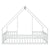 White Full Wood House-Shaped Toddler Floor Bed with Fence and Guardrails