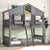 Gray Twin Over Twin House Bunk Bed with Roof, Windows, and Door