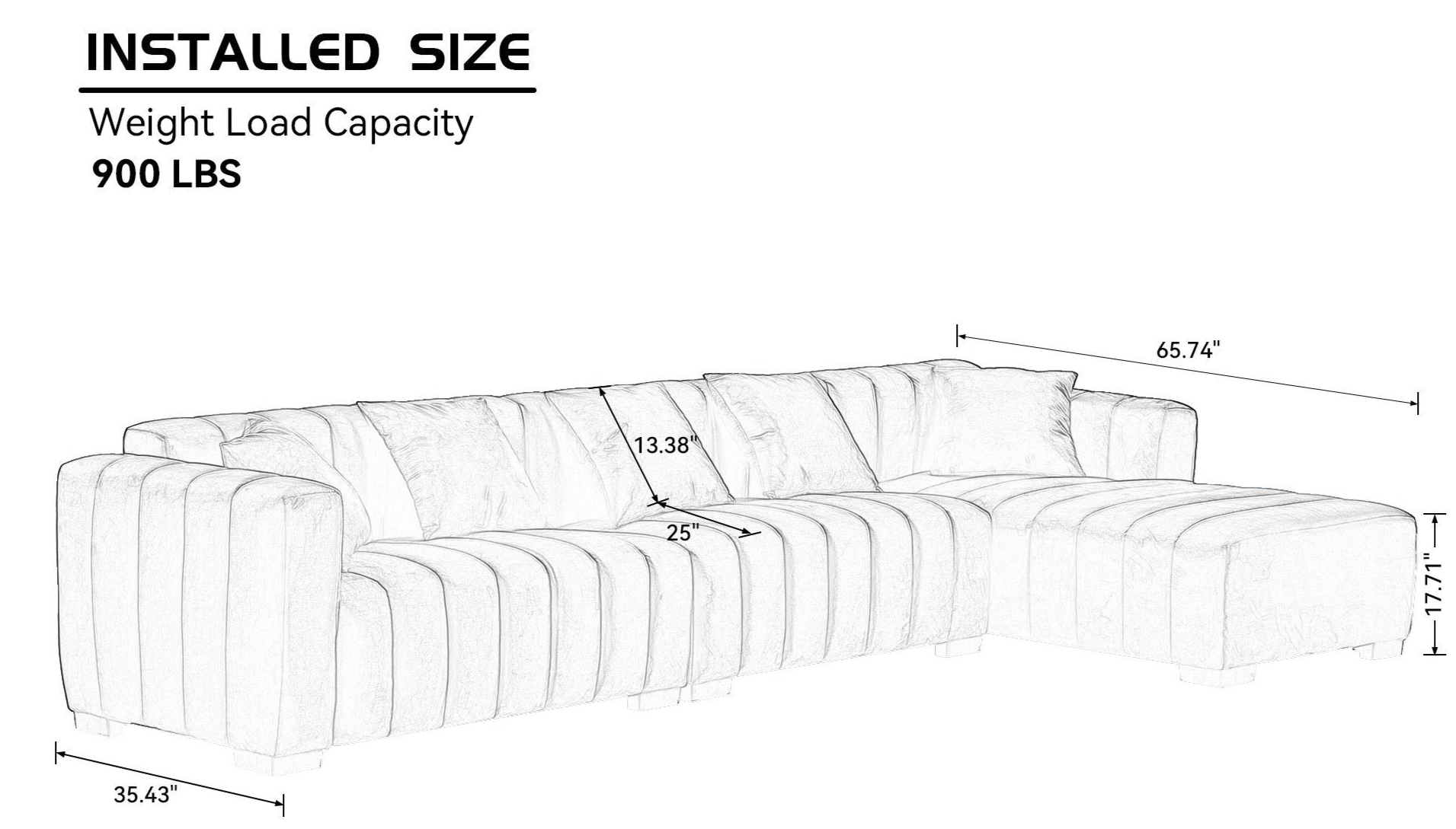 Beige Velvet L-Shaped Sectional Sofa with Tufted Upholstery & Chaise