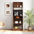 Kitchen Pantry Sideboard with 2 Sliding Glass Doors Freestanding Countertop Storage Cabinet for Bottles Wine Coffee Machine In Walnut