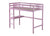 Pink Twin High Loft Bed with Built-in Desk, Rubber Wood Frame, and Safety Guardrail