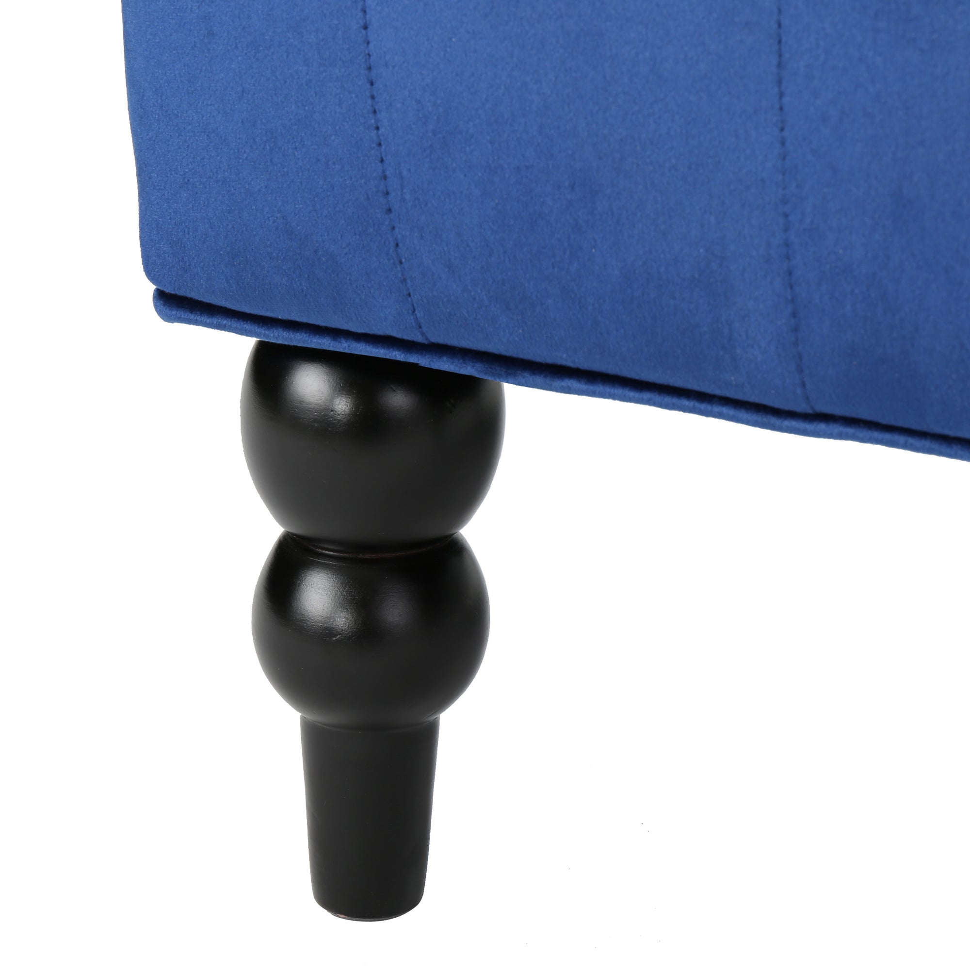 High-Backed Button-Tufted Diamond Stitch Accent Chair Upholstered In Navy Blue Velvet