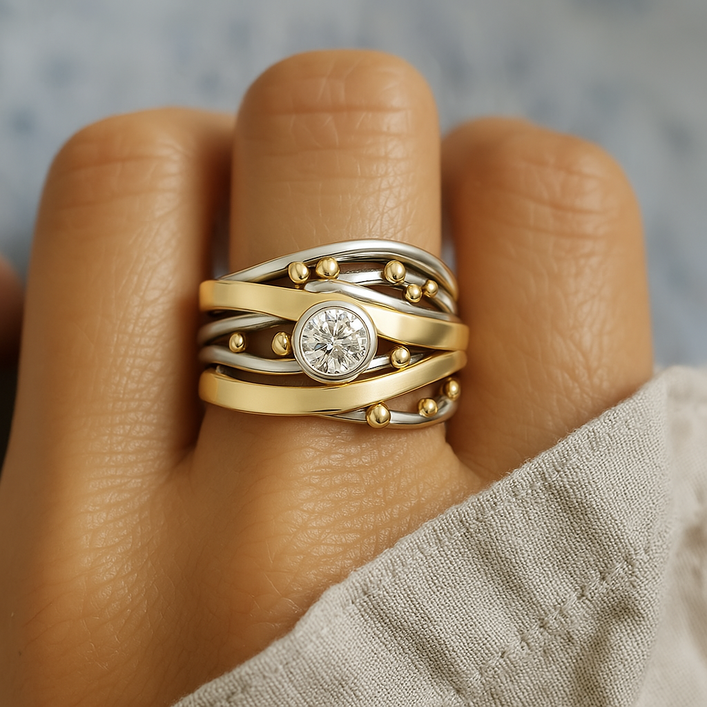 Dainty zirconia vintage ring in gold