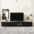 Luxurious TV Stand with Fluted Glass Doors Elegant Media Console for TVs Up to 95 Inches Tempered Glass Shelf In Black