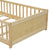 Natural Finish Twin Toddler Floor Bed with Built-in Book Storage Rack