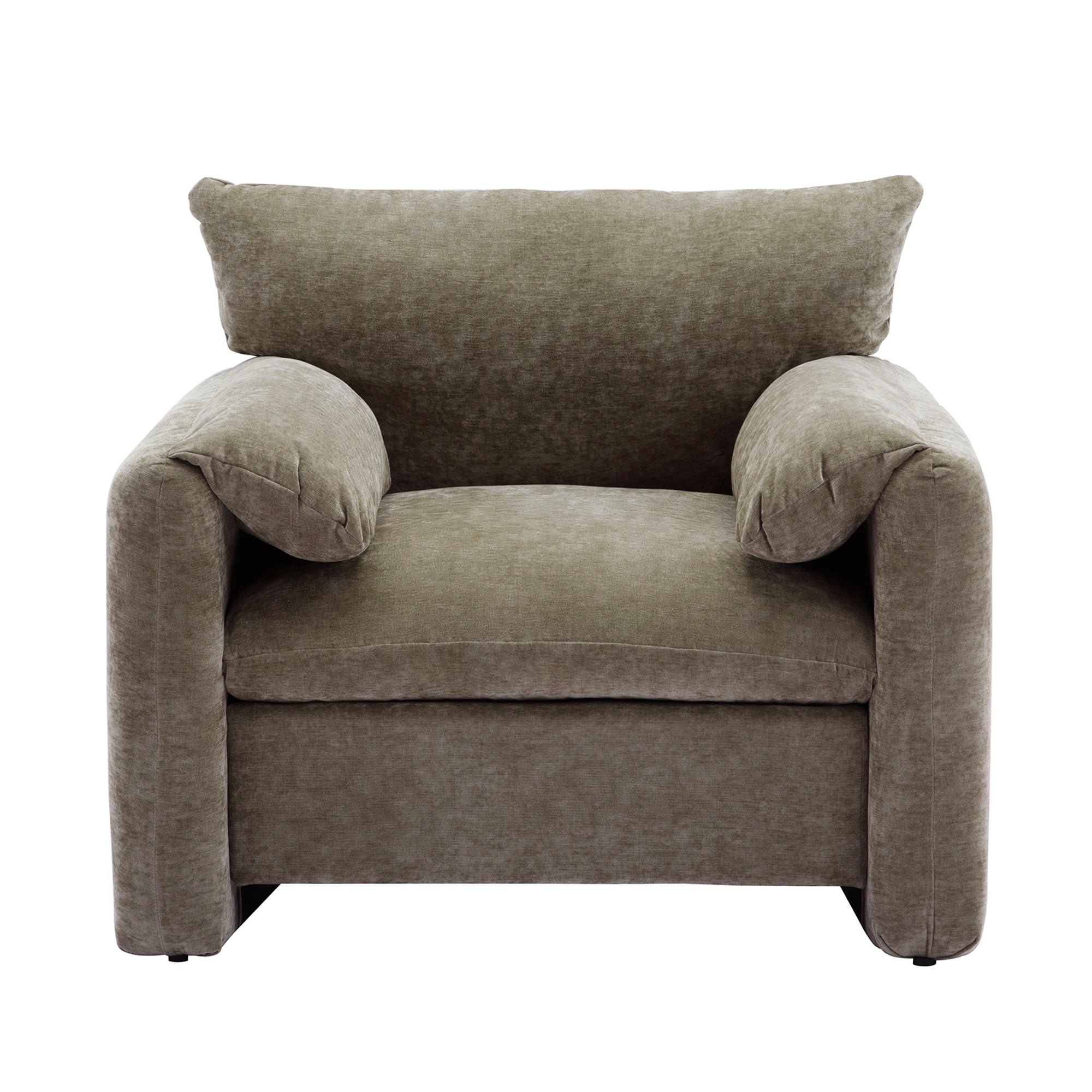 Modern Chenille Oversized Armchair In Matcha Green