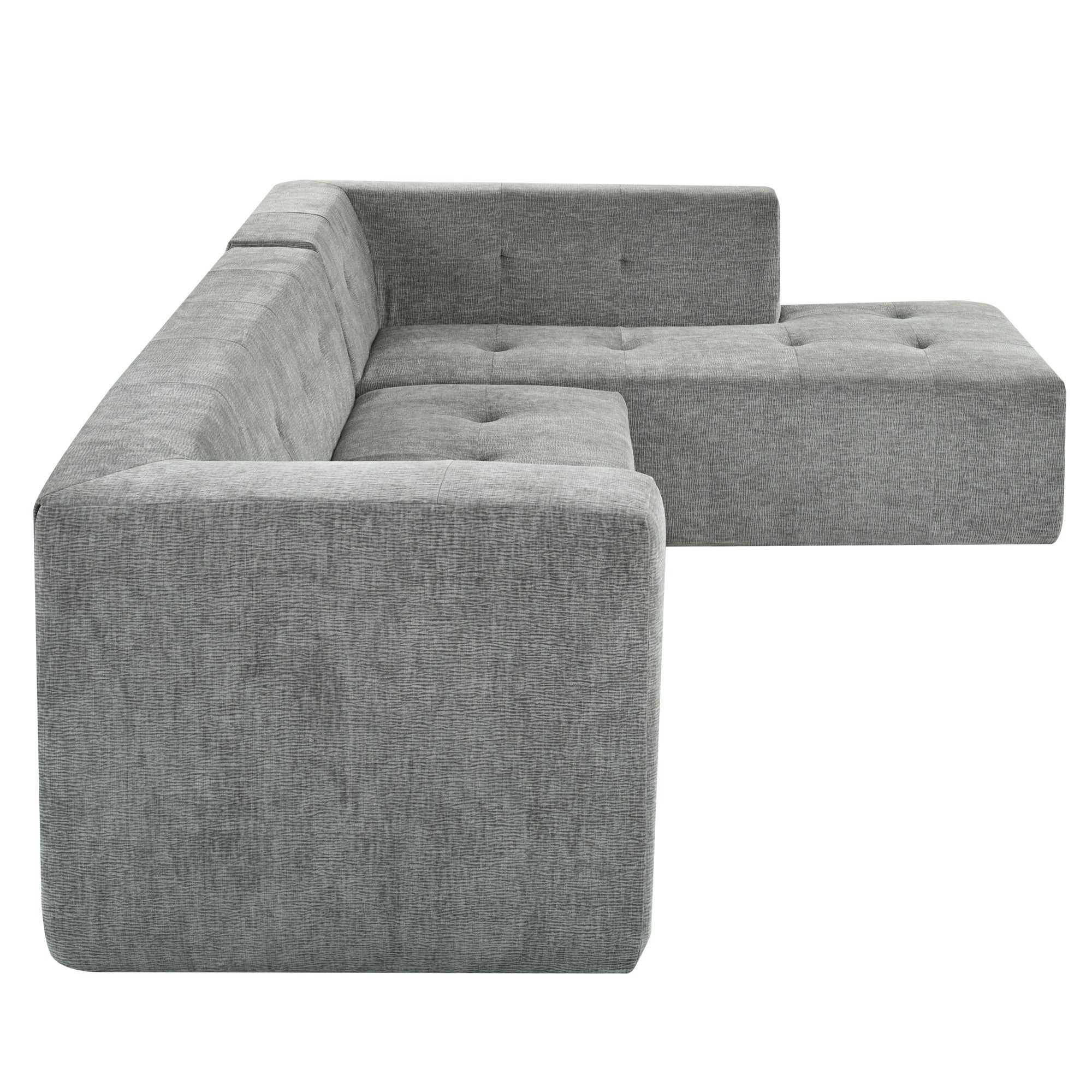 Mombasa 3-Seat Chenille Sofa in Light Gray