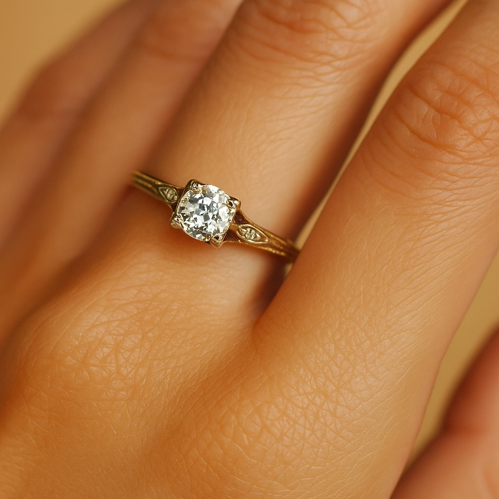 Bold Zirconia Vintage Ring in Gold