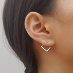 Load image into Gallery viewer, Connecting Rhombus Minimalist Geometric Earrings
