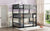 Black Twin Size Triple Rubber Wood Bunk Bed with Ladders and Detachable Design