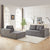 3-Seater Modular Corduroy Sofa In Gray Flexible Configuration