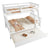 White Twin Over Full Rubber Wood Bunk Bed with Trundle, Detachable Ladder, and Guardrails