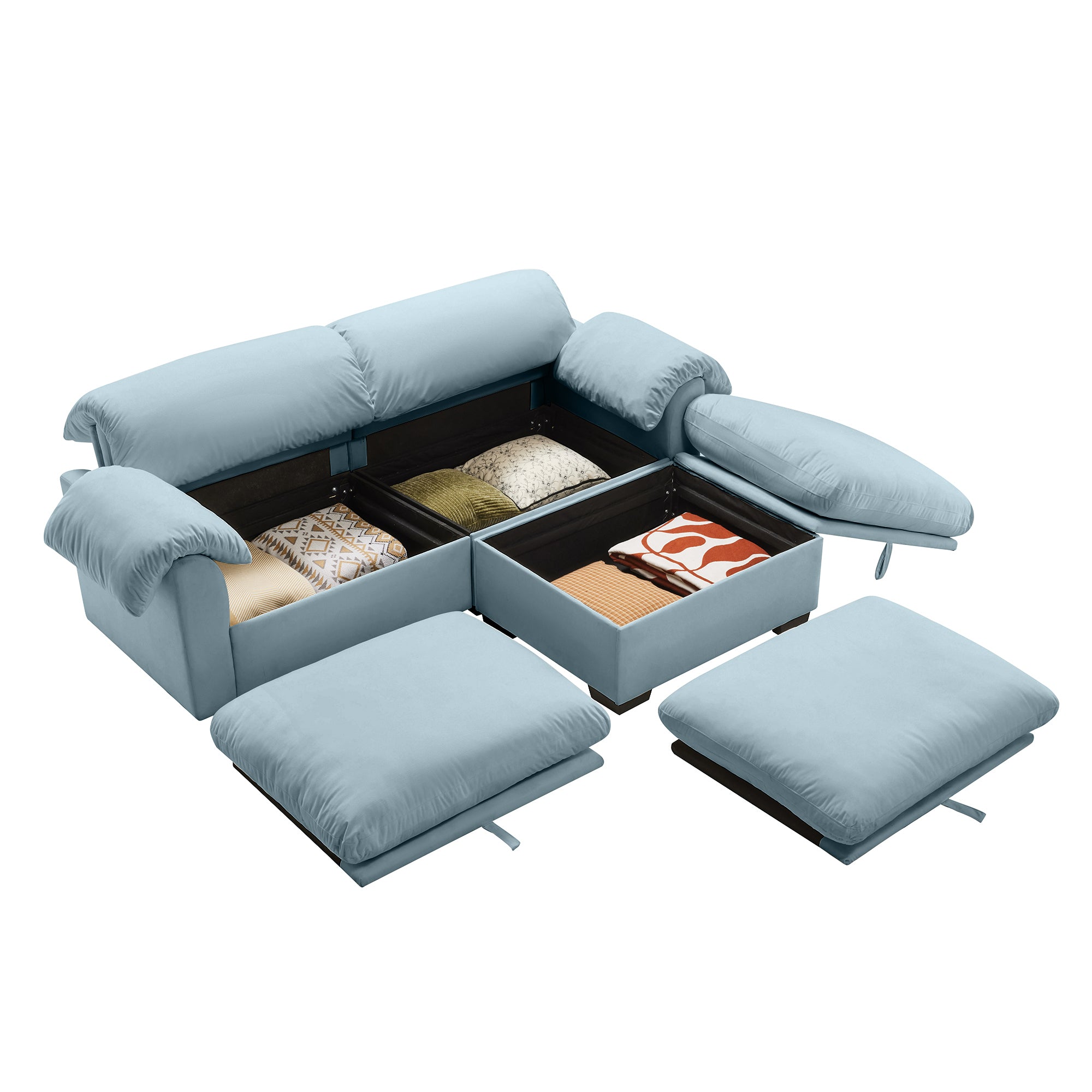 Lagos Velvet Modular Sofa in Blue