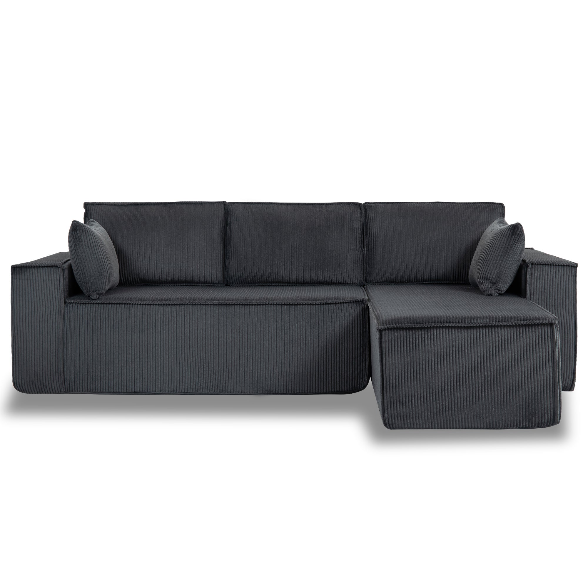 L-Shape Gray Corduroy Full-Foam Modular Sofa