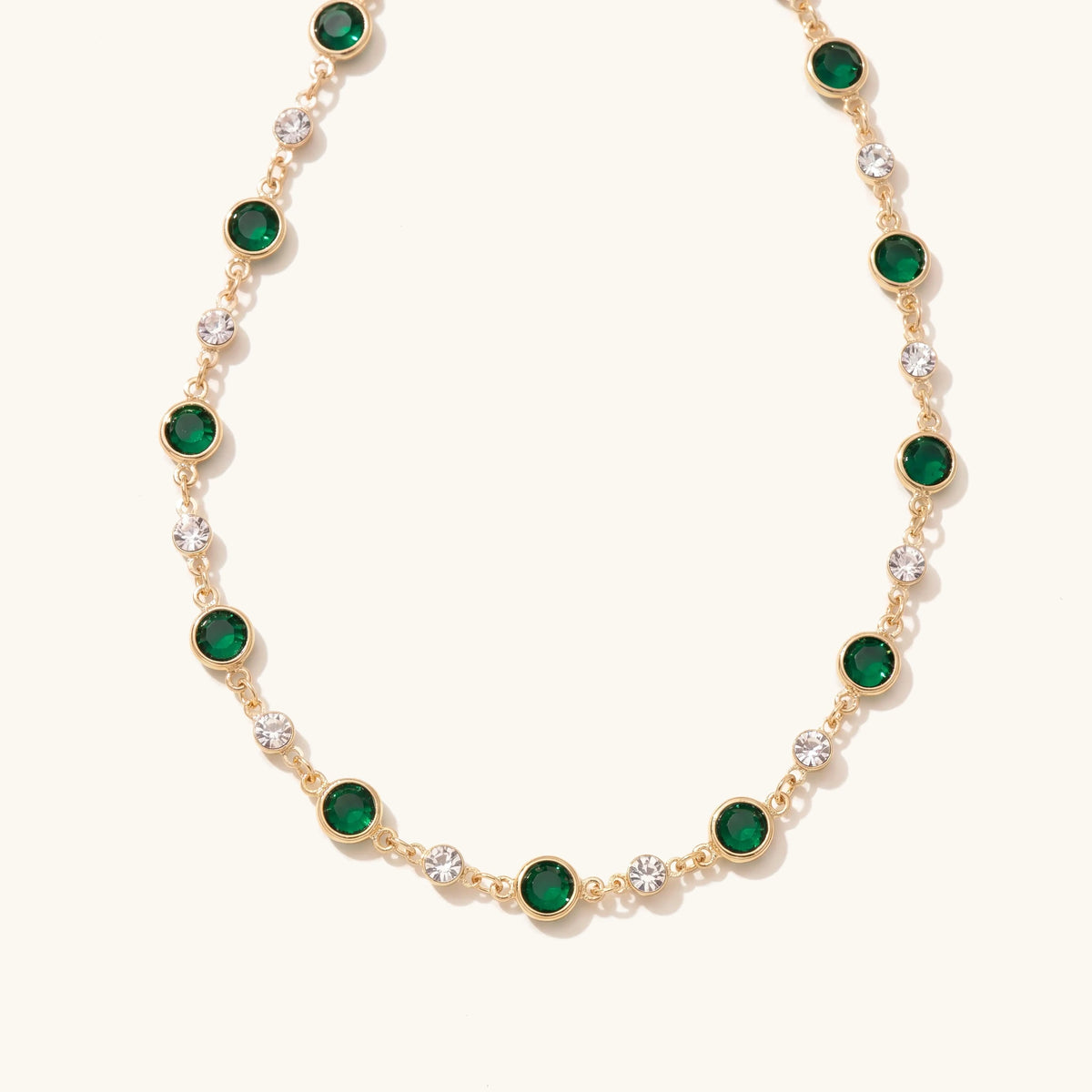 Emerald and Diamond Spaced Choker Necklace in gold