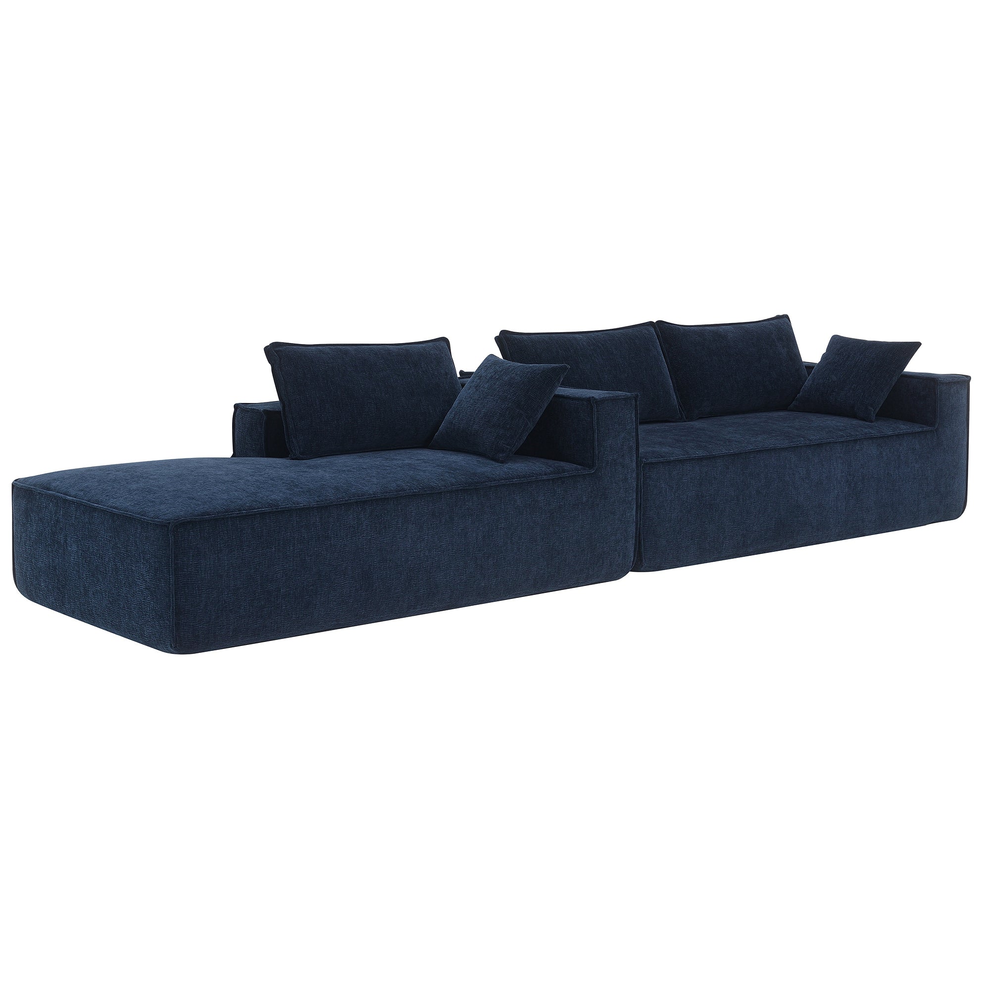 Cairo 4-Seat Modular Wrinkle-Resistant Chenille Sofa in Dark Blue