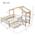 White & Wood Frame Full Size Wooden House Bed with Desk with Drawer, Desk and Bookshelf for Children