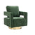 Open Back Chair Green Chenille Swivel Accent Chair With Gold Stainless Steel Base