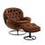 Brown Velvet Upholstered Chair with Ottoman