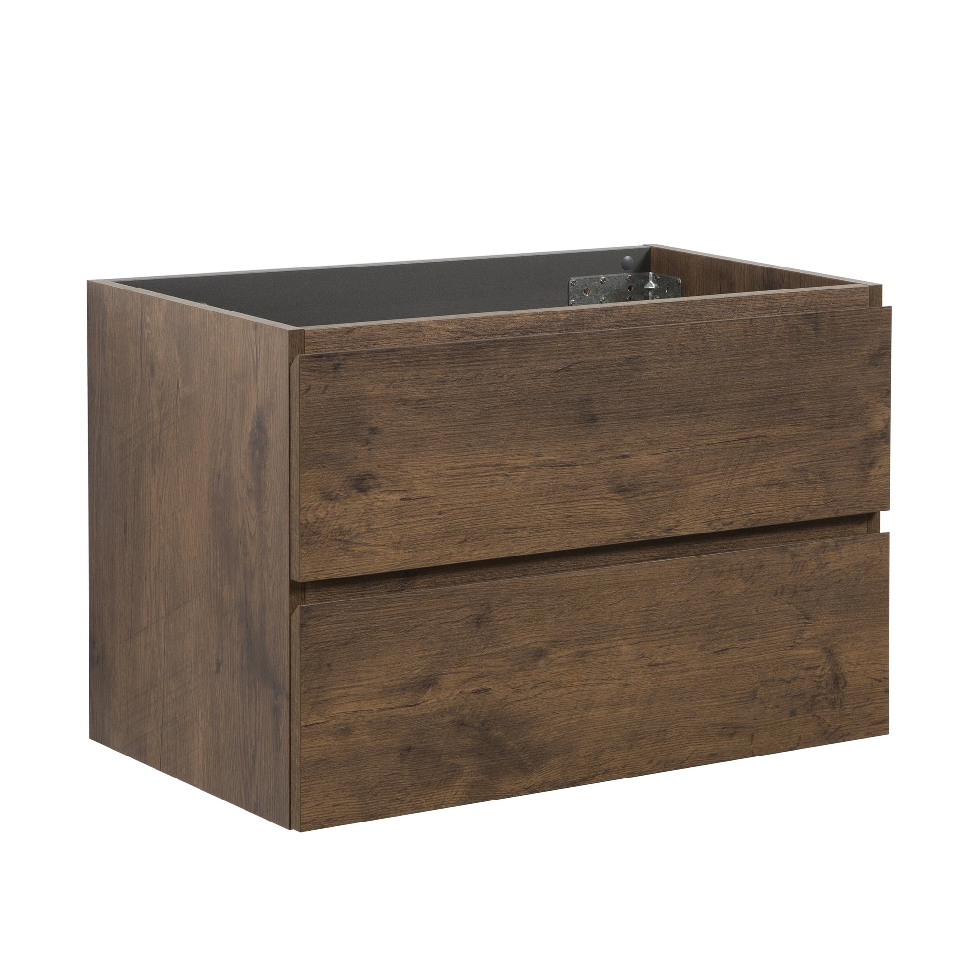 Wall Mount Cabinet Without Basin In Walnut With Two Drawers Pre-Assembled