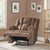 Power Recliner With Lumbar Heat & Massage Power In Brown Fabric