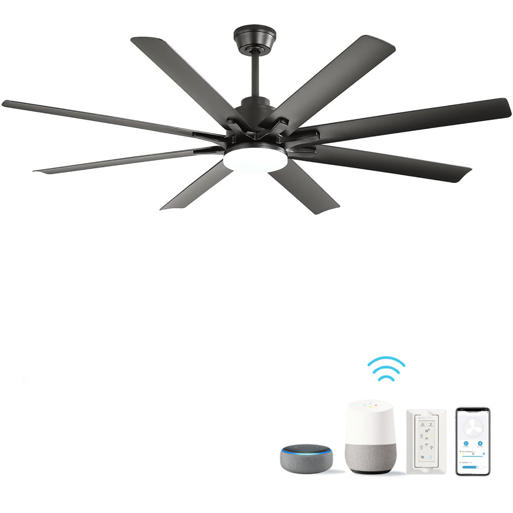 66&quot; Nordic Inspired Black Ceiling Fan with Lights