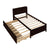 Twin Size Bed with Storage Integrated Headboard, Trundle & Drawers in Espresso