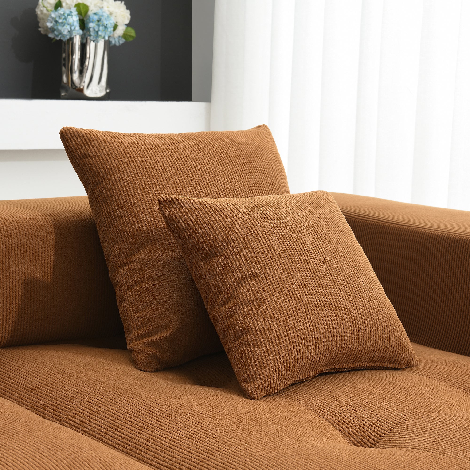 Maputo 4-Seat Modular Sofa in Burnt Orange Brown