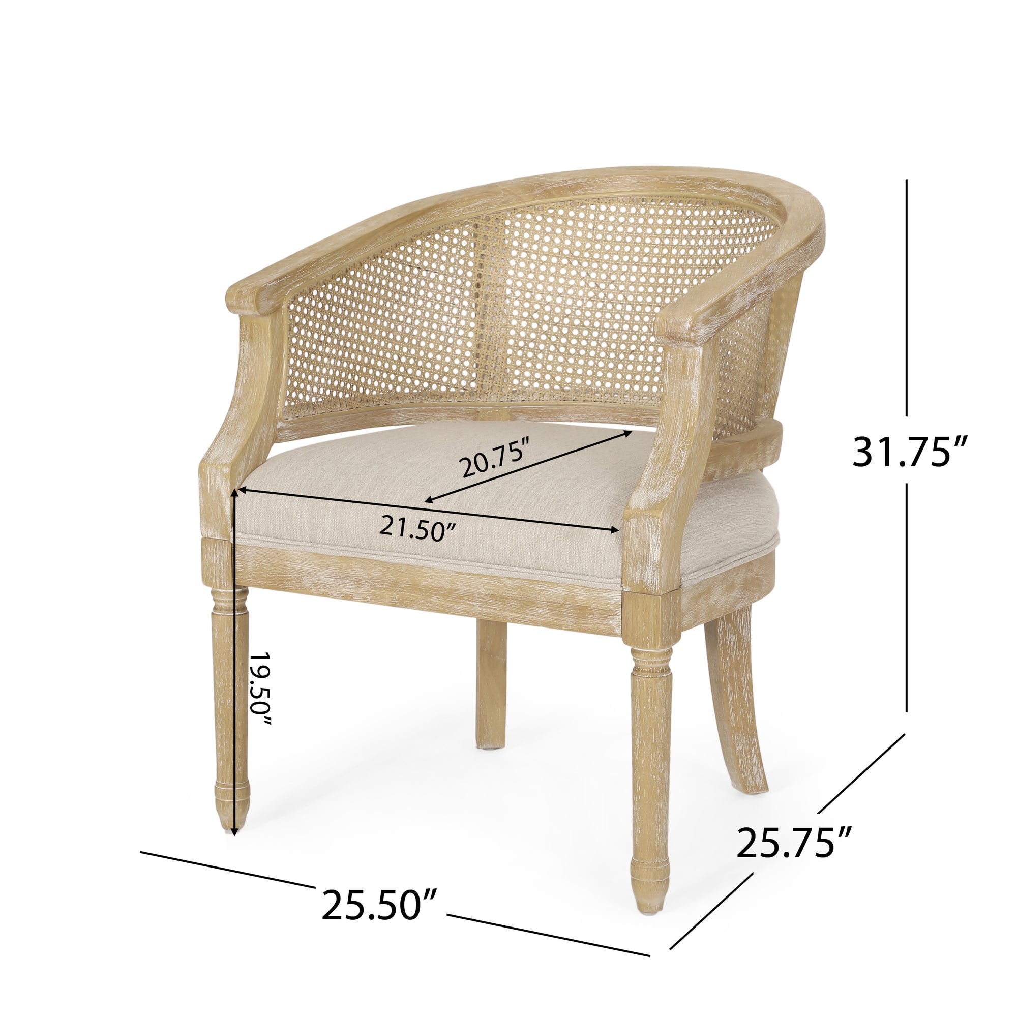 Beige and Natural French Country Accent Chair with Cane Webbing