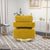 Open Back Mustard Chenille Swivel Accent Chair With Gold Stainless Steel Base