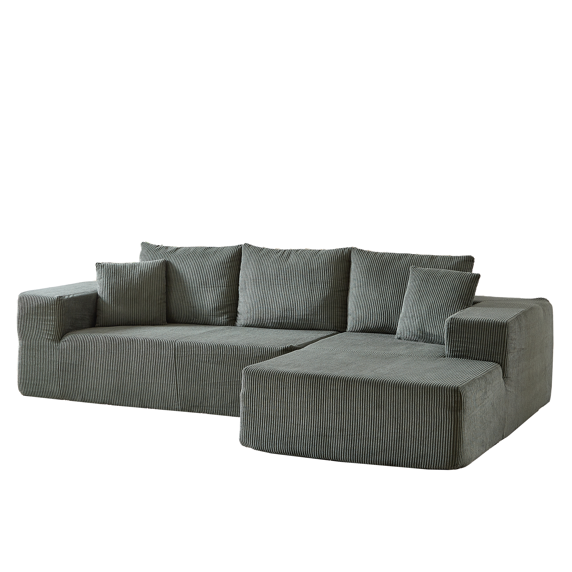 3-Seater Modular Corduroy Sofa In Green Flexible Configuration