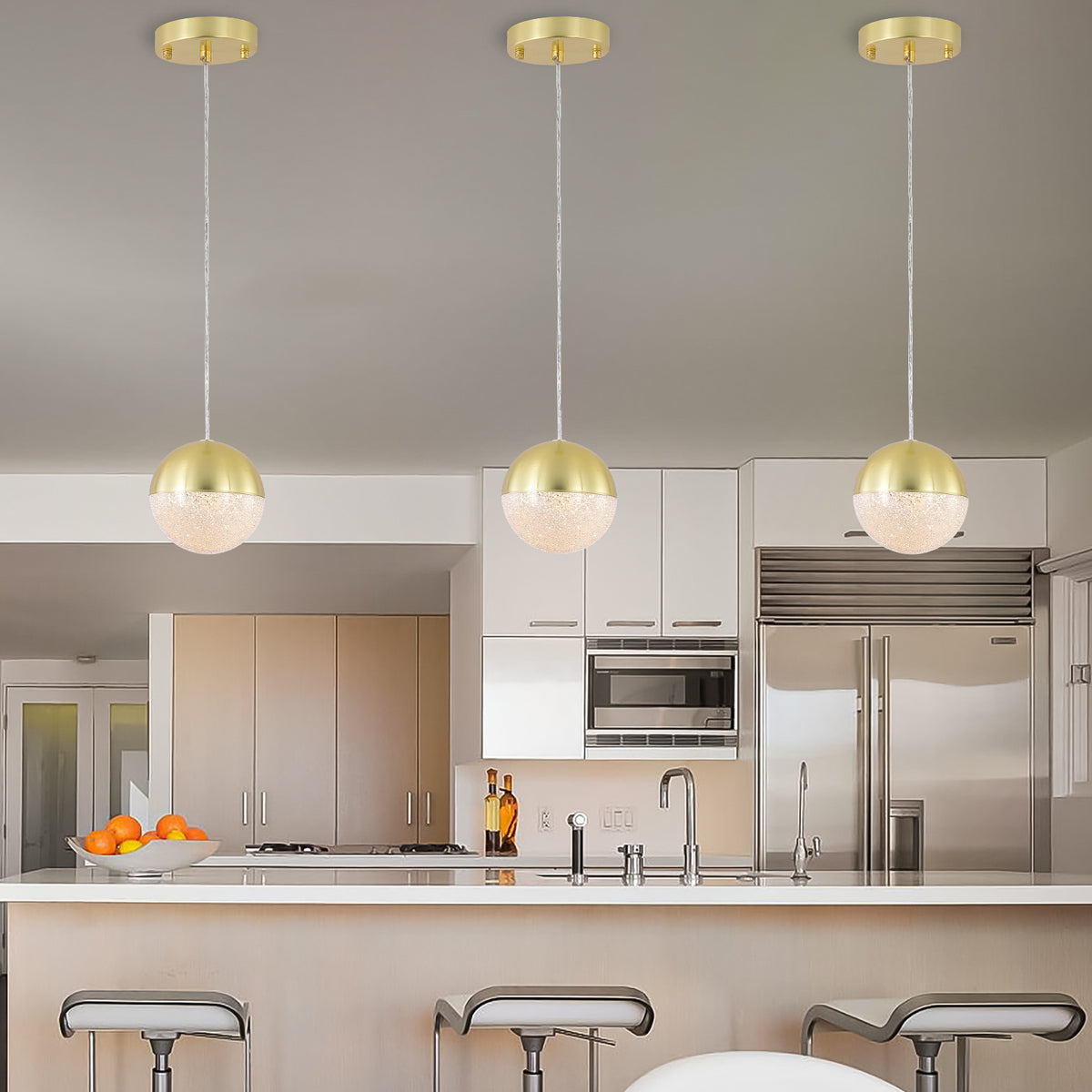 Set of 3 Sleek Globe Dimmable Pendant Lights