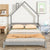 Gray Full House-Shaped Headboard Bed with Handrails and Slats