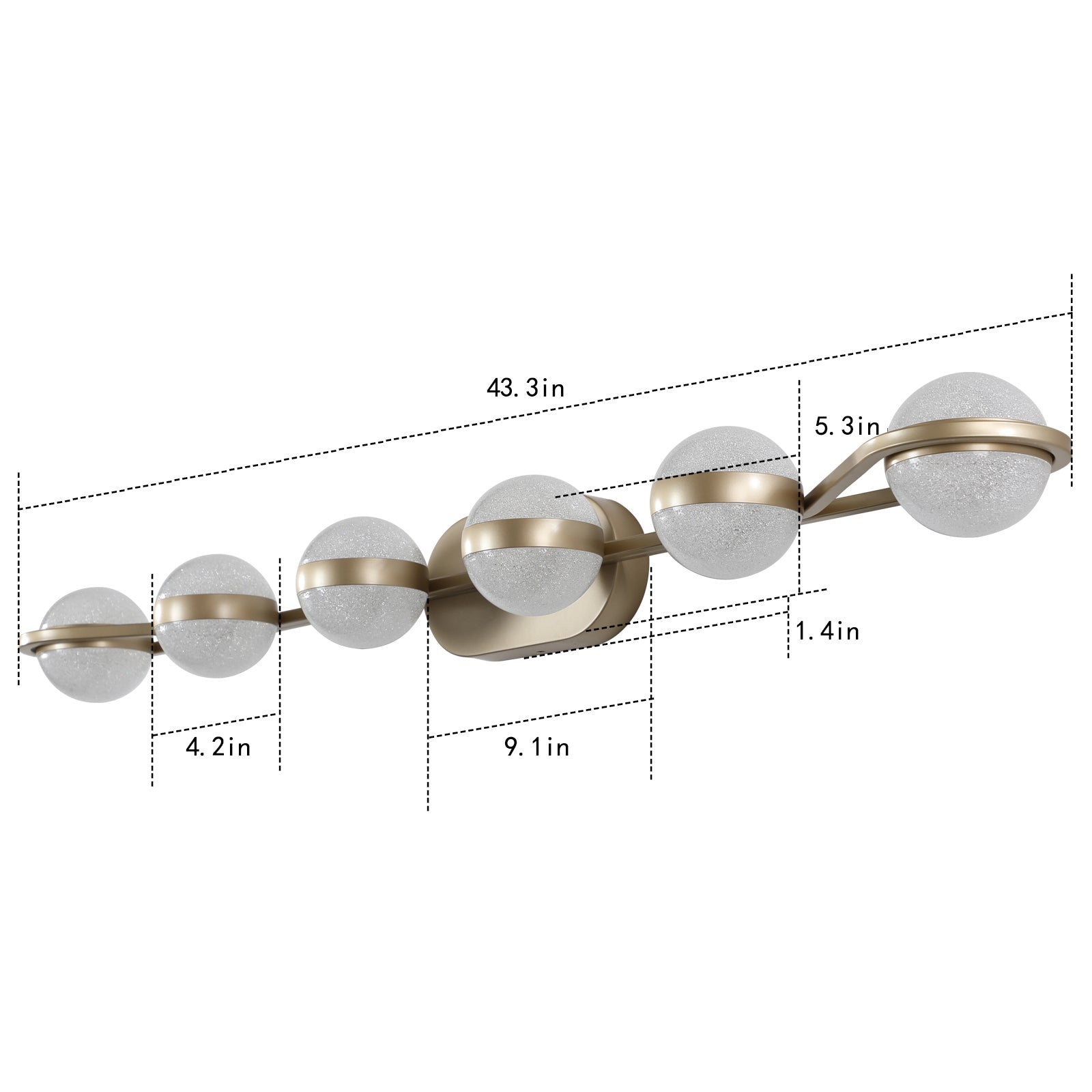 Aestin's Sleek and Elegant Brushed Gold 6-Light LED Vanity Light