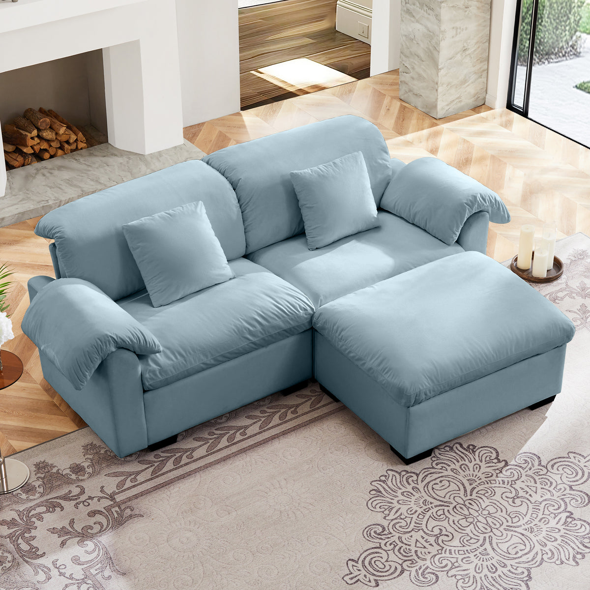 Lagos Velvet Modular Sofa in Blue