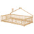 Twin House-Shaped Toddler Floor Bed with Guardrails and Fence in Natural Tones