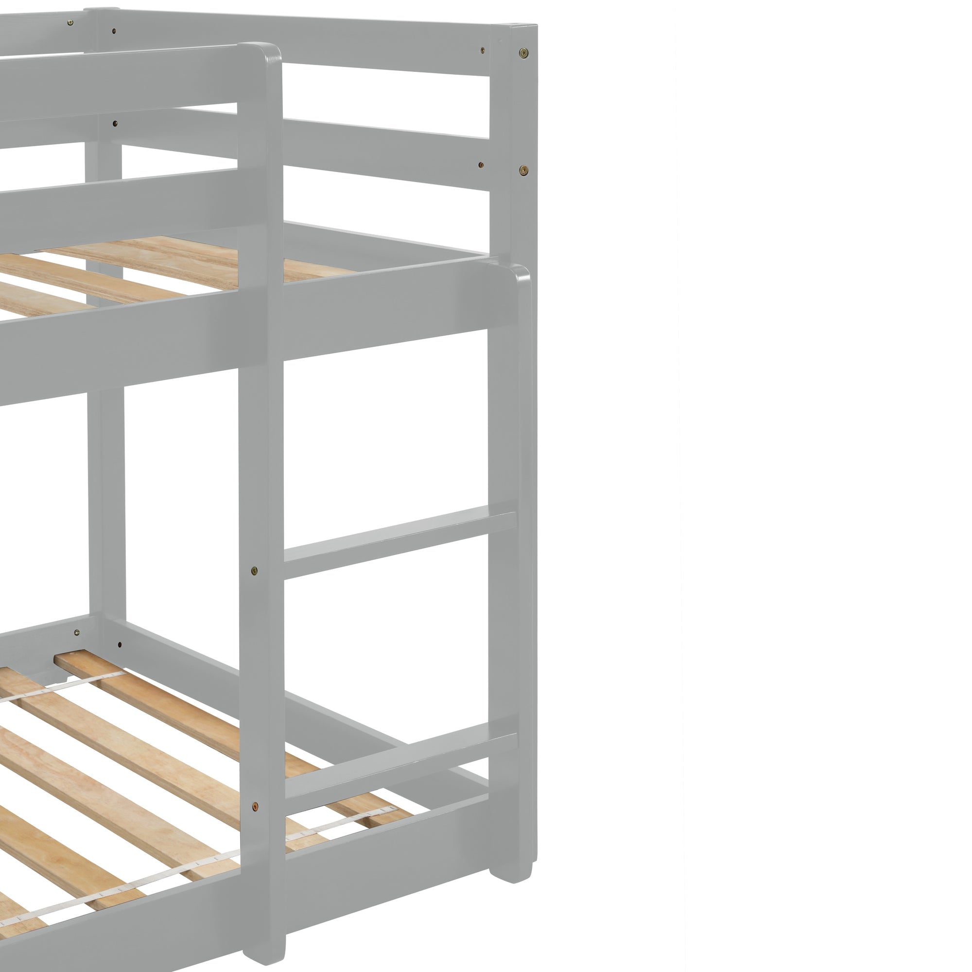 Gray Twin Over Twin Floor Bunk Bed With Low Height Design