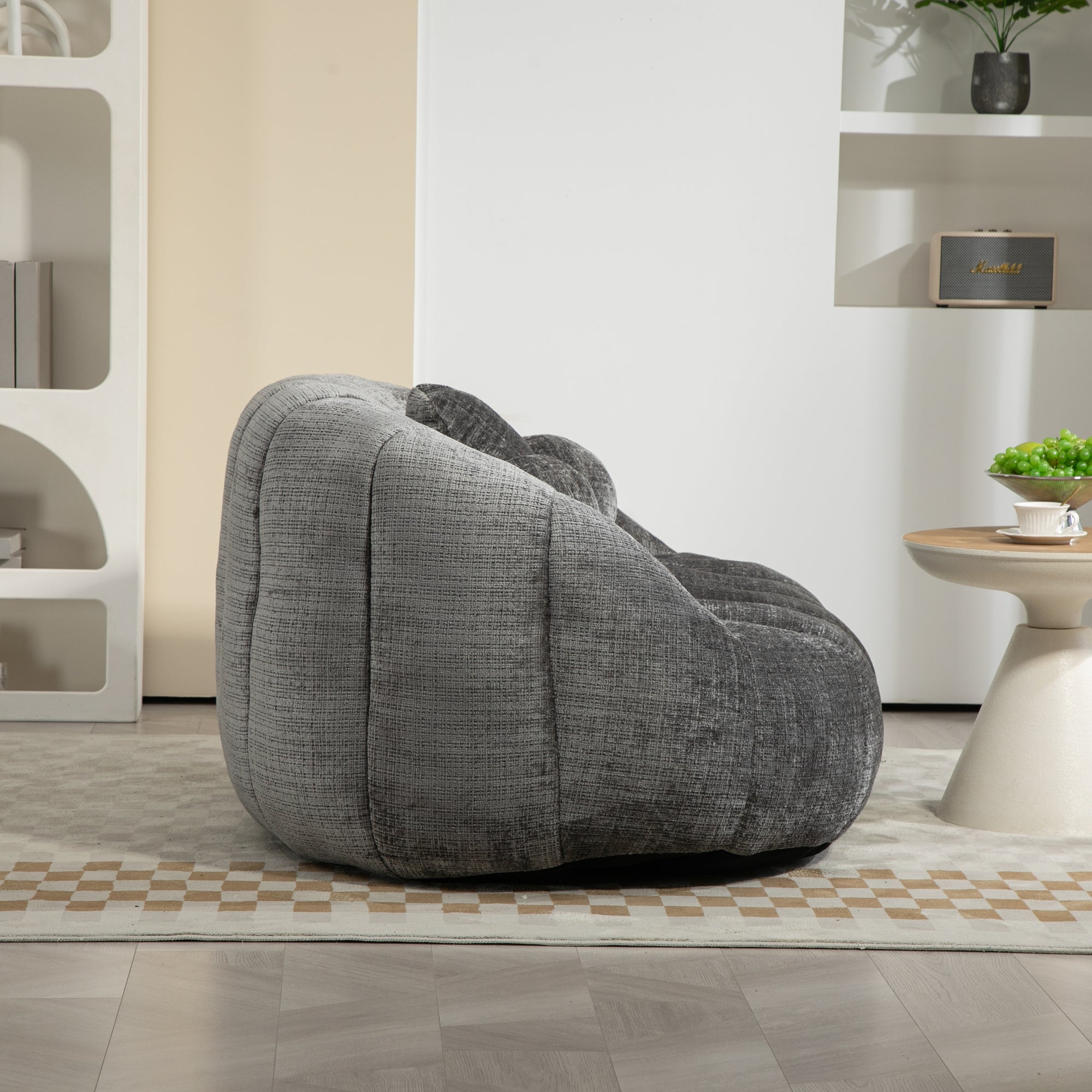 Gray Chenille Bean Shape 2-Seater Lazy Sofa