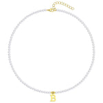 Load image into Gallery viewer, Elegant Gold Accented Pearl Letter Initial Necklace

